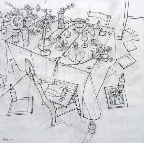 Drawing of table top, Kathy Moore