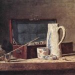 Still-life with pipe and jug on table