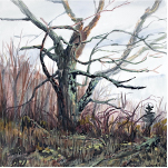 Jessica Bartlet Dead Wood in Fog Watercolor