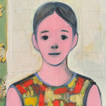 A colorful painting of a young girl.