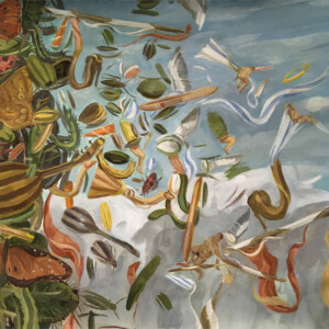 Abstract butterflies, gray and green tones, artist: Owen Gray