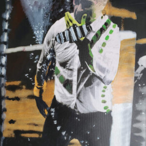 orange, black, white, green, abstract, artist: Josepha Gutelius