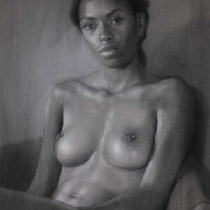Black nude woman, artist: Elana Hagler