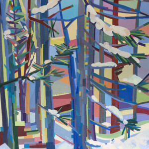 Bare trees in snow, abstract, artist: Kristen Palm