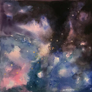 Outer space, water color, artist: Holley Flagg