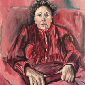 Elderly woman sitting in chair, artist: Julie Garfield