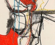 Abstract red and black art