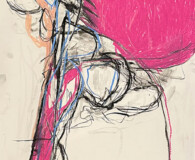 Pink and black drawing, abstract art