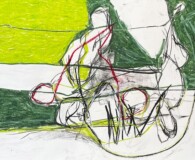Lime green, dark green and black tones, abstract art