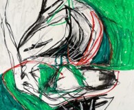 Green, black & red abstract art