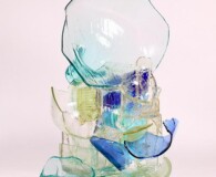 3-D sculpture made from old glass.