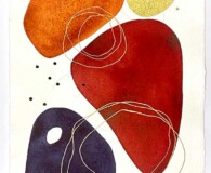 Four various shapes in orange, yellow, red and purple.