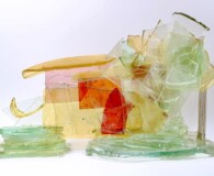 3-D sculpture made from old glass.