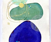 Abstract. Various shapes in green, gold, and blue.