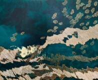 Abstract, blue and gold.